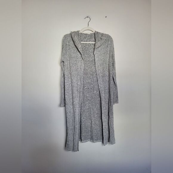 Chloe&Katie Longline Cozy Duster Sweater Gray Space Dye Marled Open Front Small - Picture 5 of 9